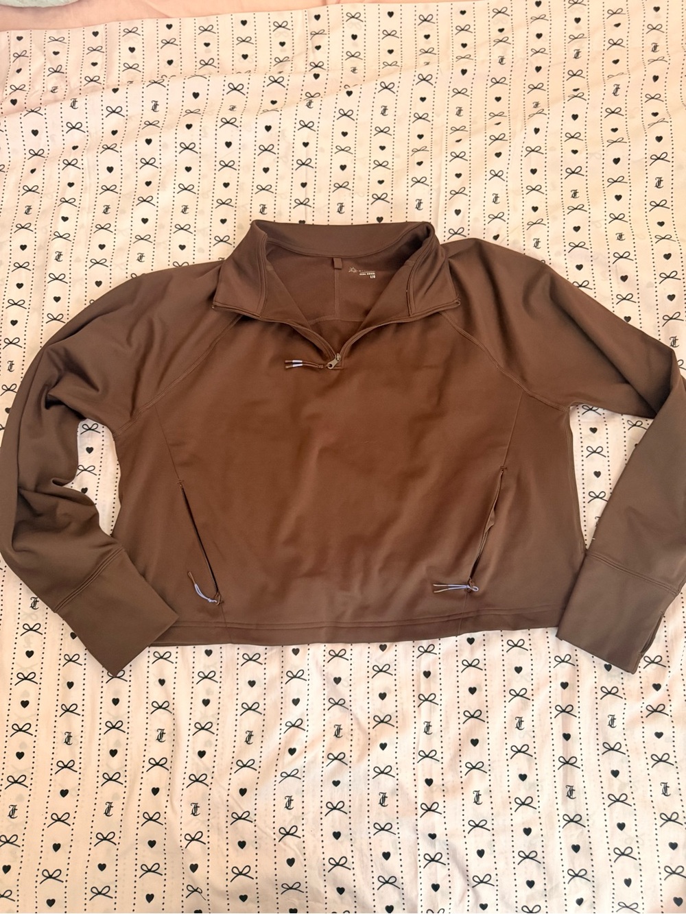 Offline by aerie Quarter-Zip Pullover Jacket in Dark Brown - Picture 2 of 6